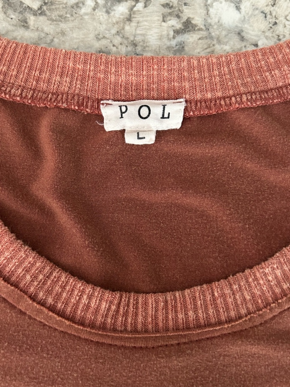 POL Boho Knit Chevron Pocket Long Sleeve Top Terracotta Rust Western Size L - Picture 3 of 9
